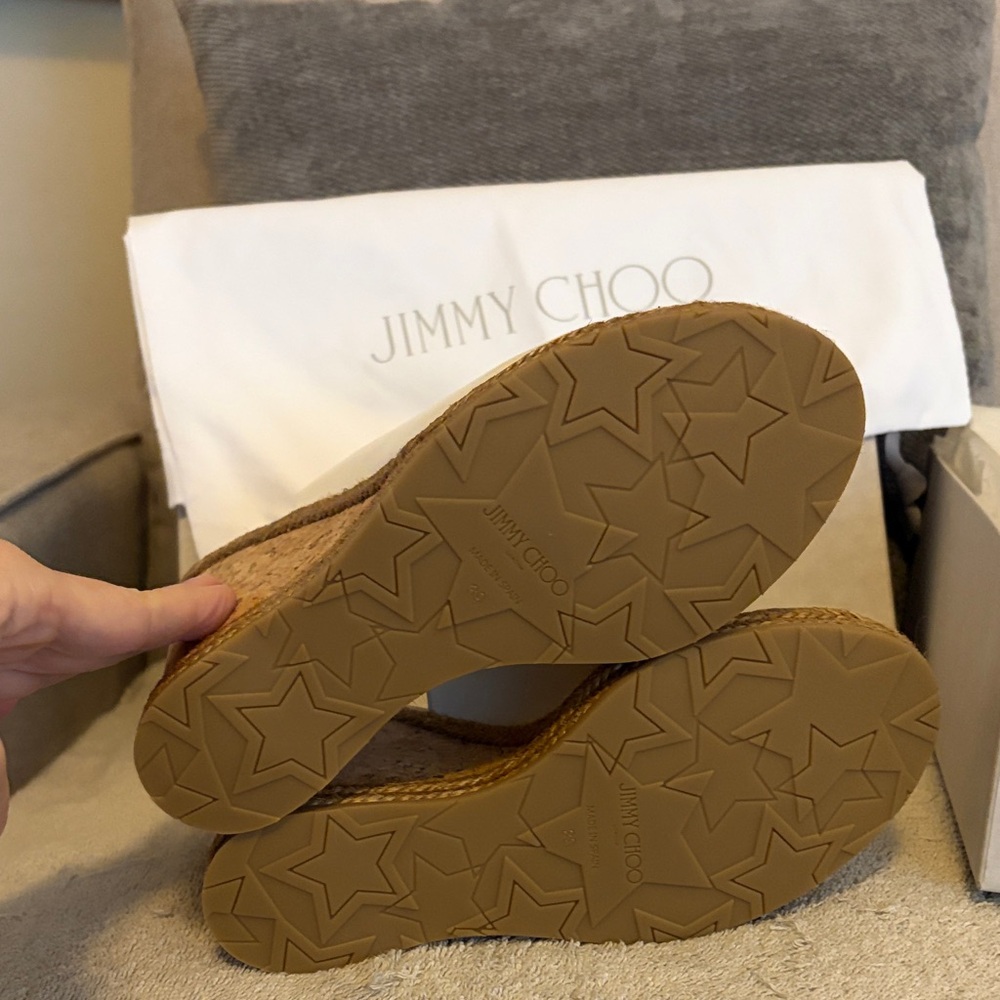 Jimmy Choo White-Beige Wedge Sandals - Picture 5 of 8